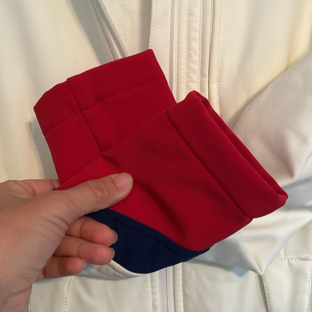 💫Perfect Moment Allos One Piece Ski Suit Snow White/Navy/Red—Medium 💫Like New - Picture 8 of 16